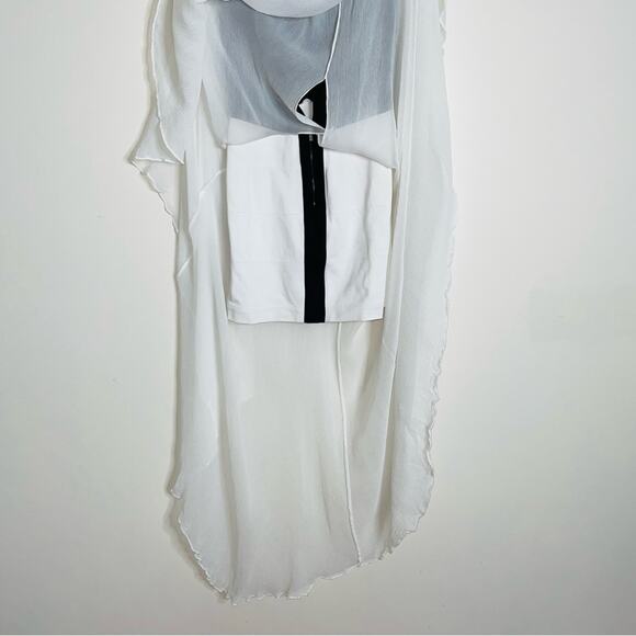 BCBGMAXAZRIA Giovanna Silk Blend Gown Dress White Black Size S - Picture 6 of 7